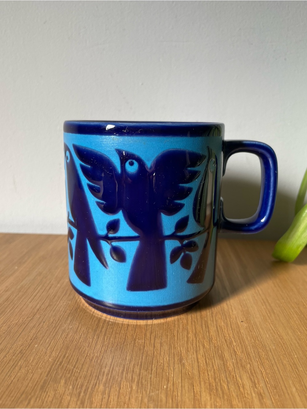 Rare Vintage 1970s Hornsea Pottery Blue Bird Mug John Clappison MCM England